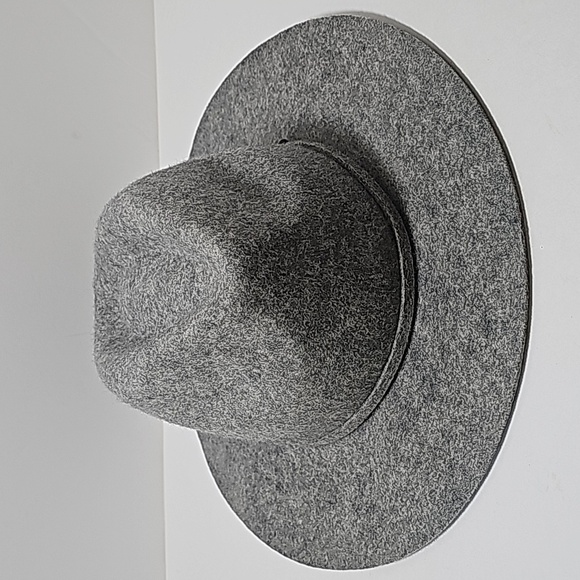 J. Crew Factory Fedora Hat Pinch Wool Felt Wide Brim E1553 Boho‎ Gray M L - Picture 1 of 11